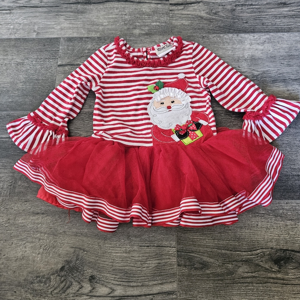 Girls Toddler Red and White Striped Santa Dress